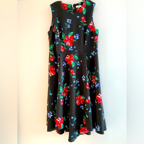 Calvin Klein floral sleeveless fit flair dress soft substantial fabric 14W
C - Picture 8 of 12